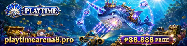 PLAYTIME fishing game scene with moving targets