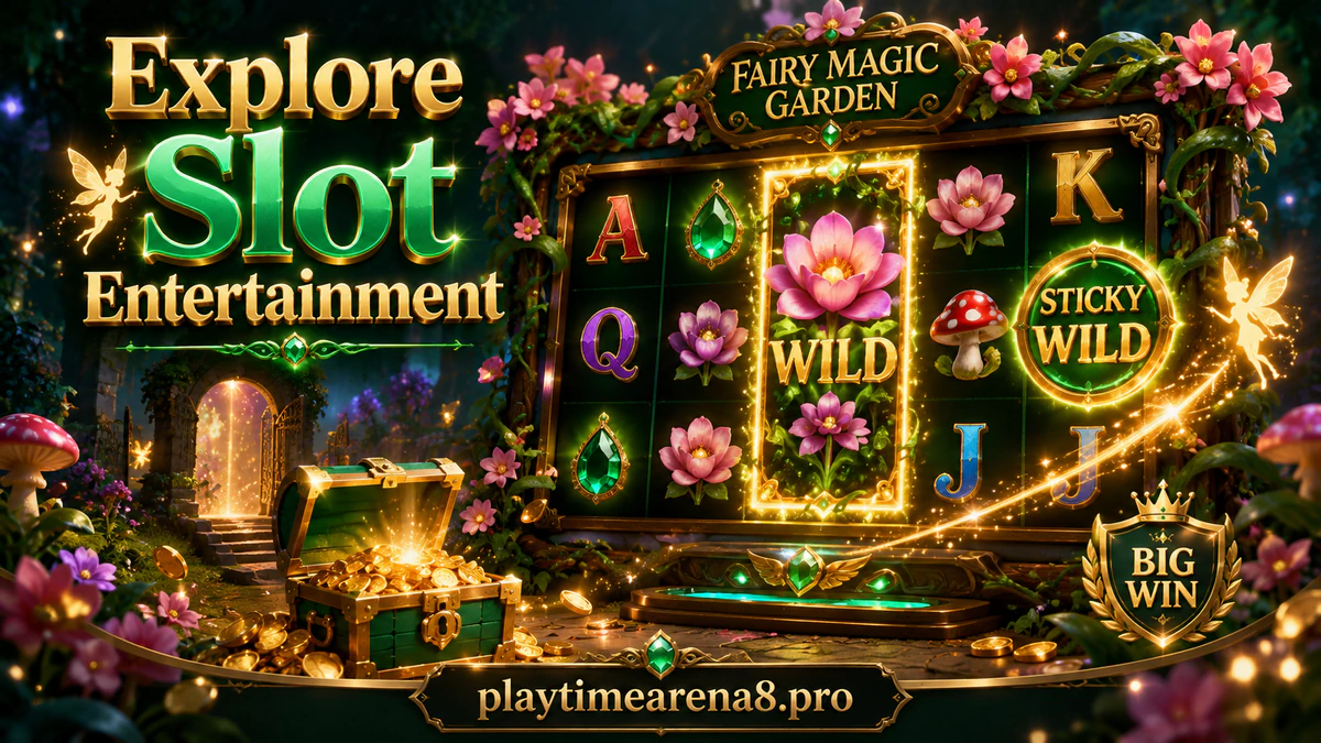 PLAYTIME slot games scene with sapphire reels and a gold-lit symbol